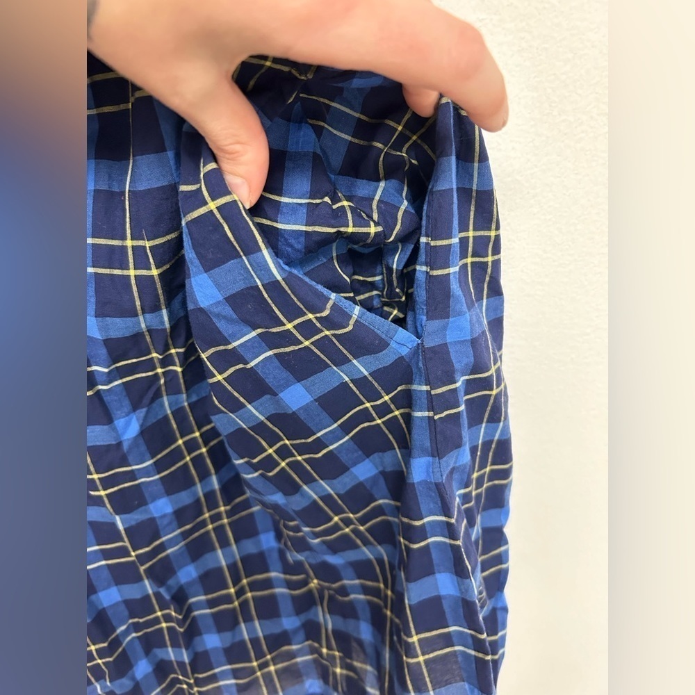 Nautica Blue Yellow Flannel Print Sleeveless Button Down Shirt Dress 10 NWOT - Picture 3 of 8